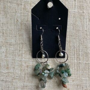 Elegant Green Stone Dangle Earrings